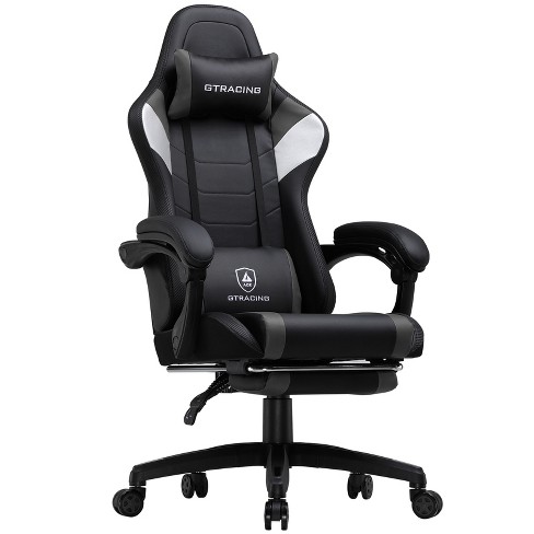 Gtracing Gaming Chair Retractable Footrest Premium Faux Leather Adjustable Computer Office Chair Gray Target