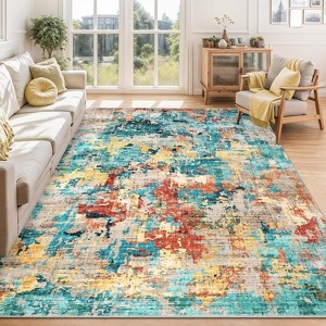 Hallway Runner Rug Washable Modern Abstract Area Rug Non Slip Floor Carpet, Low Pile Non Shedding Rug for Entryway, Kitchen - 1 of 4