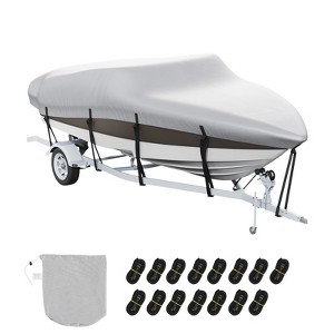 VEVOR Boat Cover, 20'-22' Trailerable Waterproof Boat Cover, 600D Marine Grade PU Oxford, with Motor Cover and Buckle Straps, Grey - 1 of 4