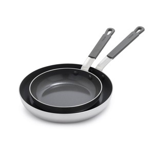 Bobby Flay 2pk (8" and 10") Stainless Steel Ceramic Nonstick Fry Pan Set - 1 of 4