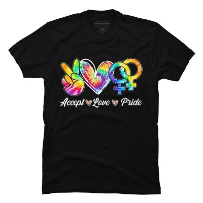 Adult Design By Humans Accept Love LGBTQIA+ Pride Tie Dye Rainbow By HARGOOT-Shirt