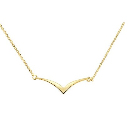 Pompeii3 14k Yellow Gold 18" V Shape Chevron Necklace Delicate Pendant 1.2grams