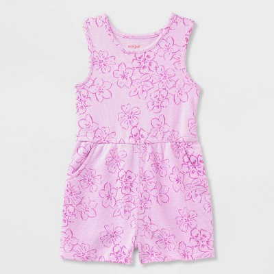 Toddler Girls' Adaptive Sleeveless Floral Romper - Cat & Jack™ Purple