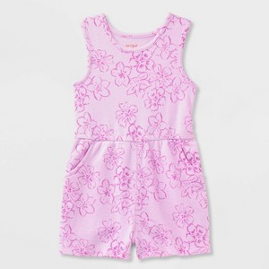 Toddler Girls' Adaptive Sleeveless Floral Romper - Cat & Jack™ Purple - 1 of 4