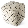 Lattice Square Pouf Cream/Black - Steve Silver Co.: Upholstered Cotton Ottoman, No Assembly Required - 3 of 4