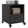 vidaXL Bedside Cabinets/End Tables 2 Pcs - Modern Black Steel Furniture with Wheels & Storage for Bedroom/Living Room - 2 of 4