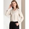INSPIRE CHIC Women's Elegant V Neck Long Sleeve Office Work Satin Shirt - 3 of 4