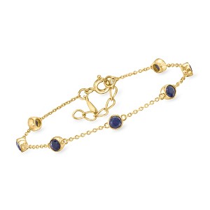 Ross-Simons 2.50 ct. t.w. Bezel-Set Sapphire Station Bracelet in 18kt Gold Over Sterling Size 7 - 1 of 4