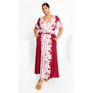 Women's Plus Size Sybelle Maxi Dress - cranberry | CITY CHIC - 1 of 4