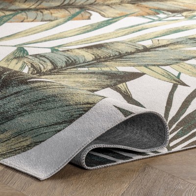 Eco-Friendly Olive Leaf 6' x 9' Synthetic Reversible Area Rug