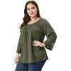 Agnes Orinda Women's Plus Size Plain Cut-Out Gathered Patchwork Long Sleeve T-Shirt - 4 of 4