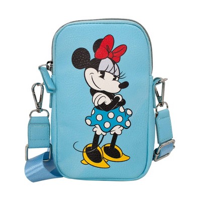Disney Wallet, Phone Bag Holder, Minnie Mouse Style Standing Pose, Baby Blue, Vegan Leather