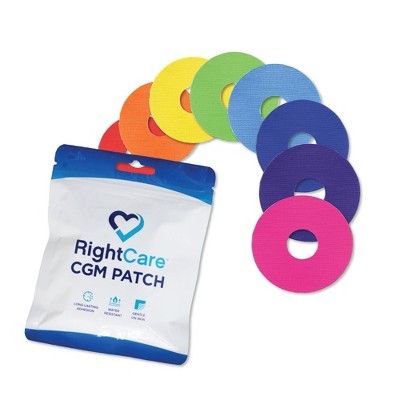 RightCare CGM Adhesive Synthetic Patch for Freestyle Libre, Uncovered Circle, Multiple Colors, Bag of 25