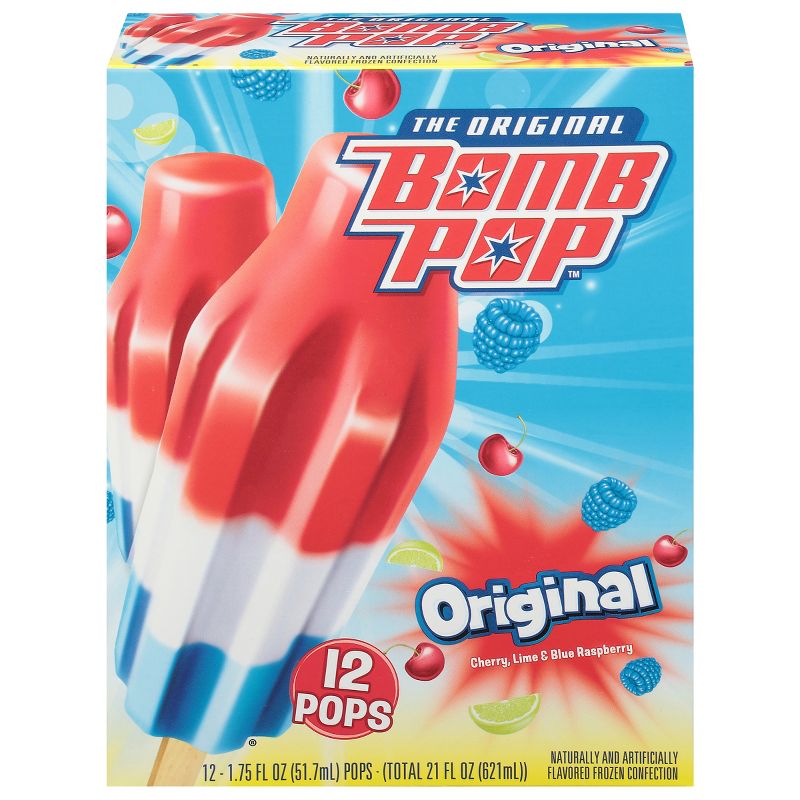 Bomb Pop Original (Cherry, Lime, Blue Raspberry) Frozen Bars - 21 fl oz /12ct, 1 of 9