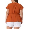 Agnes Orinda Women's Plus Size Summer V Neck Flare Short Sleeve Lace Pleated Peplum Blouses - 4 of 4