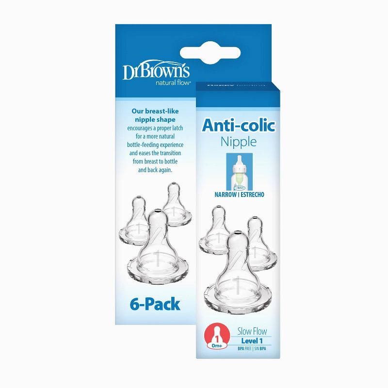 Dr. Brown&#39;s Level 1 Narrow Baby Bottle Silicone Nipple - Slow Flow - 6pk - 0m+, 3 of 20