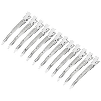 Unique Bargains Metal Non-slip Durk Bill Hair Clip 3.54x0.59 Silver Tone  12 Pcs : Target