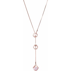 Pavilion Gift Company - Rose Water Opal - Rose Gold Hexagon - 18.5" Austrian Crystal Sweater Necklace - Necklaces - 1 of 4