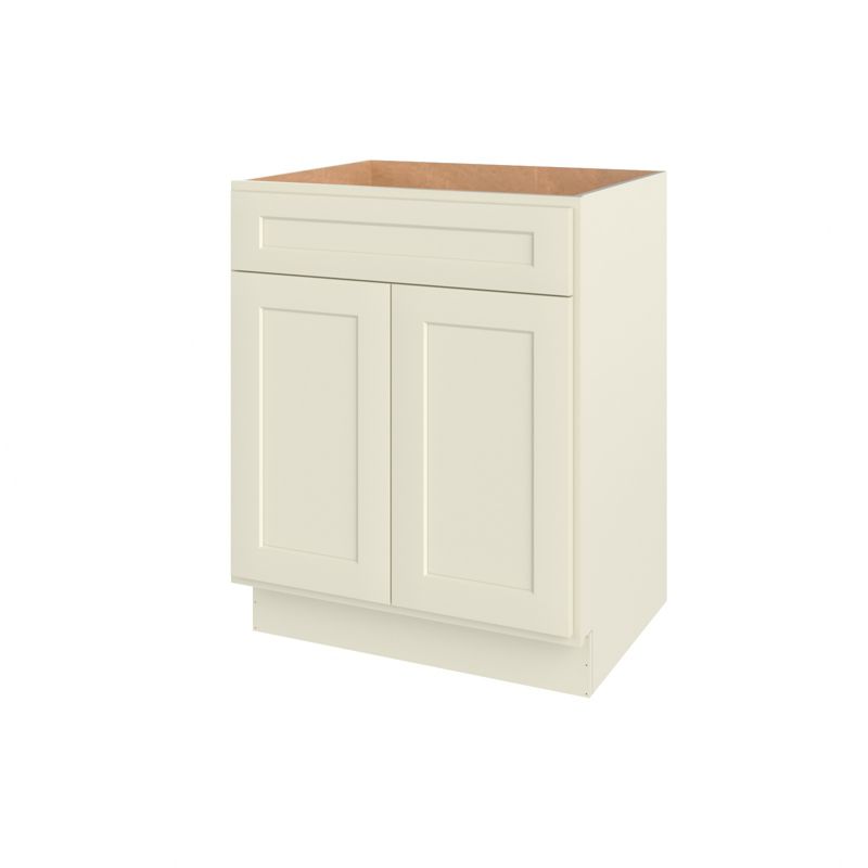 HOMLUX 27 in. W  x 21 in. D  x 34.5 in. H Bath Vanity Cabinet without Top in Shaker Antique White, 3 of 7