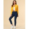 Allegra K Women's Solid Cropped Button-Down Plaid Cuffs Jean Jacket with Pockets - 2 of 4
