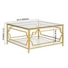 HTUTWOO 31.5" Brown Glass Coffee Table, Modern Cocktail Table Asymmetrical Metal, Circular Metal Drum Base With Lower Shelf For Living Room - 3 of 4