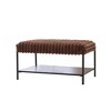 Grungis Faux Fur Storage Benches with Metal Legs and Wooden Open Shelf,Upholstered Storage Ottoman,Storage Ottoman Bench for Living Room - 4 of 4