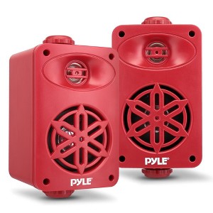Pyle 3.5" Waterproof Bluetooth Outdoor Speaker System - Red, 200W Wireless, Wall Mountable - 1 of 4