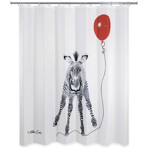 Zebra With Balloon Shower Curtain, Zebra Shower Curtain