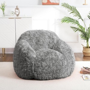 GustoWave Soft Fluffy Adult Bean Bag Chair with Armrest for Reading Living Room - 1 of 4