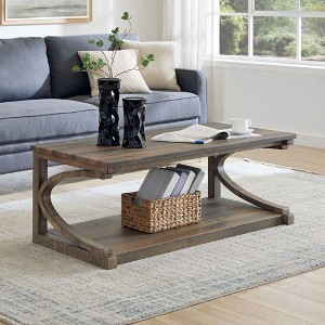 NicBex Modern Unique-Shaped Coffee Table with Storage,Solid Wood Side Table,Center Table for Livng Room,Kitchen - 1 of 4