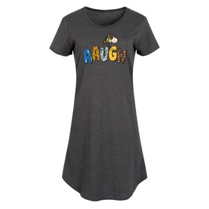 Women's Peanuts Aaugh Pattern Charlie Brown Graphic T-shirt Dress - Heather Charcoal - Large - 1 of 4