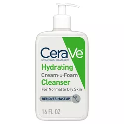 CeraVe Face Wash, Hydrating Cream-to-Foam Cleanser & Makeup Remover - 16oz