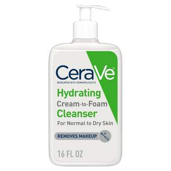 CeraVe Face Wash, Hydrating Cream-to-Foam Cleanser & Makeup Remover - 16oz