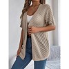Women's Crochet Lightweight Cardigan Short Sleeve Boho Casual Open Front Sweater Tops - 2 of 4