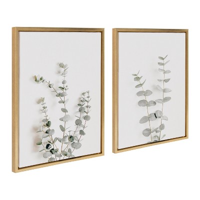 Set of 2 Gold Framed Neutral Botanical Canvas Prints