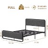 Full Size Metal Bed Frame with Curved Upholstered Headboard and Footboard, 10.3'' Underbed Space, No Box Spring Needed, Easy Assembly, Beige - 2 of 4