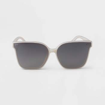Women's Plastic Shield Sunglasses - A New Day™ White