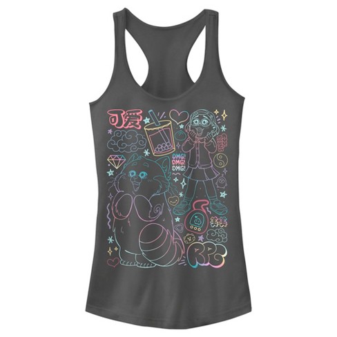 Juniors Womens Turning Red Neon Doodles Mei Lee Racerback Tank Top - image 1 of 4