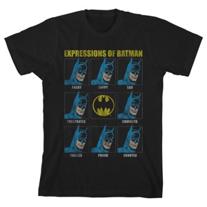 The Many Expressions of Batman Black Graphic Tee Toddler Boy to Youth Boy - 1 of 2