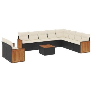 vidaXL Garden Sofa Set Black PE Rattan Large Modular Garden Sofa Set - 1 of 4