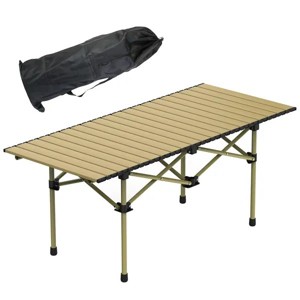 Racxily Folding Camping Table, Portable Lightweight Carbon Steel Roll-up Picnic BBQ Desk with Carry Bag Heavy Duty for Outdoor Beach Backyard - 1 of 4