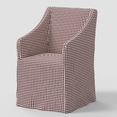 Sloped Arm Slipcovered Dining Chair in Micro Gingham Berry - Threshold™