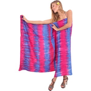 LA LEELA Women's Summer Bikini Wraps Beach Wrap Coverup Sarong Skirt Bathing suit Swimsuit Swimwear Cover Up for Women One Size Pink, Tie Dye Design - 1 of 4