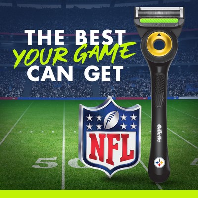 GilletteLabs + NFL Special Edition Pittsburgh Steelers Men's Razor with 4 Razor Blade Refills and Magnetic Stand