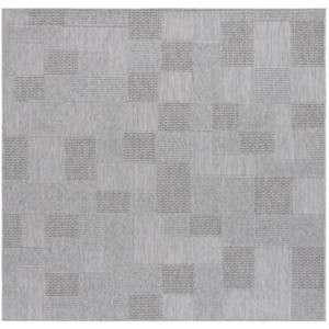 Milos MLO108 Power Loomed Indoor/Outdoor Area Rug - Grey - 6'7"x6'7" - Safavieh - 1 of 4