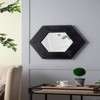 FONTOI Hexagon Wall Mirror Solid Teak Wood Frame Minimal Design Decorative Accent Easy Mount for Living Room Bathroom, Black, 18.5"*18.5"*0.7" - 2 of 4