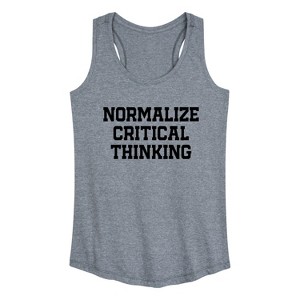 Women's - Instant Message - Normalize Critical Thinking Graphic Racerback Tank - 1 of 4