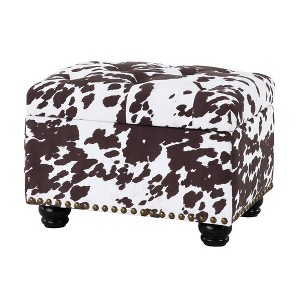 Breighton Home Regal Accents Storage Accent Ottoman Brown Cow Print - 1 of 4