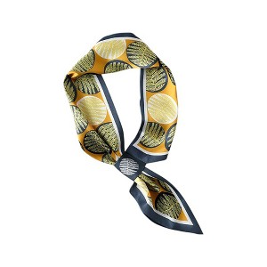 Anna-Kaci Women's Leaf Print Soft Silky Scarf with Lightweight Fabric Modern Square Design and Smooth Finish - 1 of 4