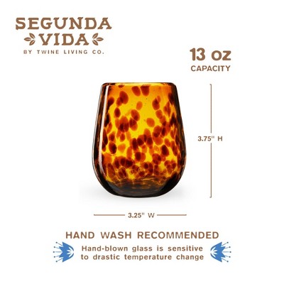 Twine Segunda Vida Tortuga Stemless Wine Glasses - Thumbnail 4